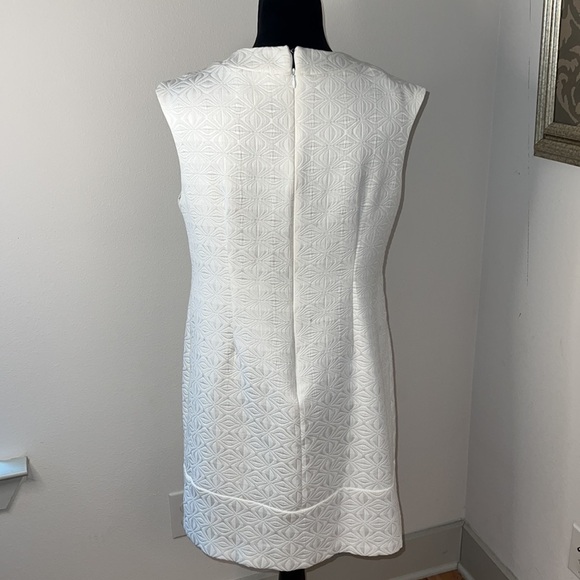 Sophia Christina white beaded tapestry fabric sleeveless shift dress Sz 10 - Picture 4 of 8